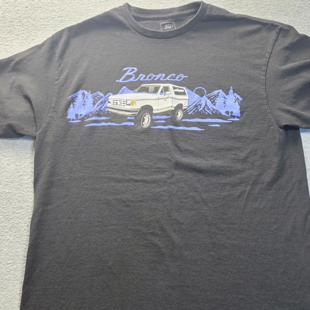 Ford Bronco Graphic T-Shirt Mens L Black Mountain Truck Retro Official Logo Tee